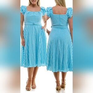 NWT Maison Tara Belted Gingham A-Line Dress ~ Plus Size 20W